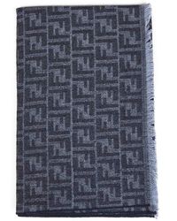 Fendi - Silk Denim Wool Ff Scarf - Lyst