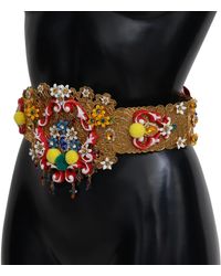 Dolce & Gabbana - Tone Floral Crystal Waist Belt - Lyst