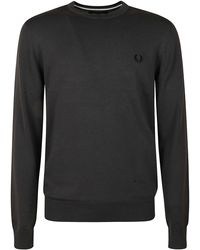 Fred Perry - Logo Embroidered Crew Neck Sweatshirt - Lyst