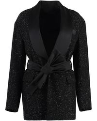 Max Mara - Elegant Sequin Blazer With Satin Lapel - Lyst