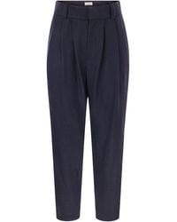 Brunello Cucinelli - Blue Cashmere Casual Pants - Lyst