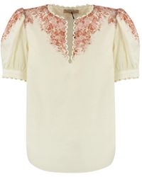 Twin Set - Linen Blouse With Floral Print - Lyst