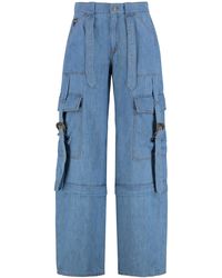 Versace Jeans Couture - Cotton Cargo Wide‑Leg Trousers Wide-Leg - Lyst