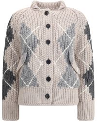 Ermanno Scervino - Wool Argyle-Patterned Cardigan - Lyst