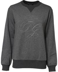 Dolce & Gabbana - Gray Dg Logo Embroidered Pullover Sweater - Lyst