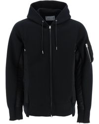 Sacai - Oversized Zip-up Hoodie With Nylon Inserts - Lyst