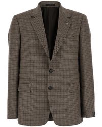 Tagliatore - Dark Single-Breasted Jacket With Check Motif - Lyst