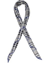 Burberry - Foulard Donna Seta Grigio/Blu - Lyst