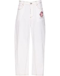 Marni - Denim Pants With Flower Patch - Lyst
