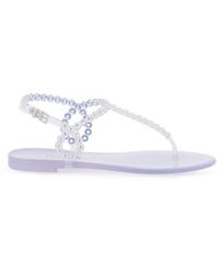 Aquazzura - Almost Bare Embellished Jelly Flat Sandals - Lyst