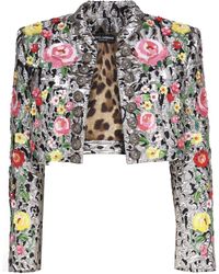 Dolce & Gabbana - Jacket With Animal Print And Flowers - Lyst
