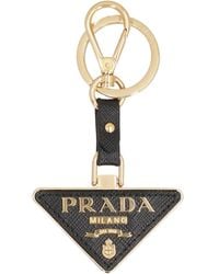 Prada - Leather Keyring With Logo - Lyst