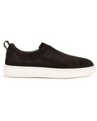 Santoni - Brown Calf Leather Bos Taurus Sneakers - Lyst