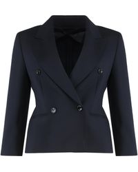 Max Mara - Crop Blazer Wool Fabric Virgin Blazers - Lyst