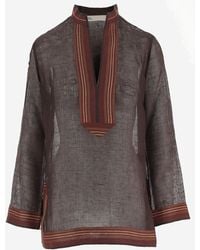 Tory Burch - Striped Linen Tunic Knitwear - Lyst