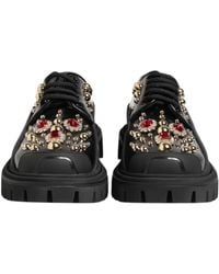 Dolce & Gabbana - Dolce & Gabbana Jeweled Studded Leather Derby Shoe - Lyst