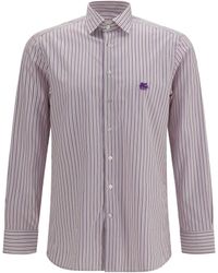 Etro - Roma Striped Cotton Shirt With Pegaso Logo - Lyst