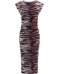 Pinko - Tiger Print Dress Cotton; Nylon - Lyst