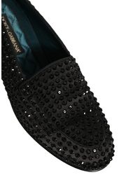 Dolce & Gabbana - Rhinestone Embellished Loafers Shoes Leather - Lyst