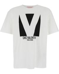 Valentino - Crewneck T-Shirt With Maxi Logo Print Cotton T-Shirts - Lyst