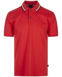 BOSS - Slim Fit Polo Shirt With Striped Collar - Lyst