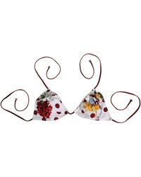 Dolce & Gabbana - White Red Polka Dot Floral Print Triangle - Lyst