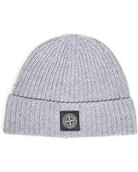 Stone Island - Melange Ribbed Rws Geelong Wool Knit Beanie - Lyst