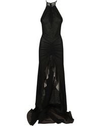 David Koma - Ruched Front & Ruffle Hem Detail Mesh Gown - Lyst