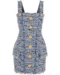 Balmain - Tweed Mini Dress - Lyst