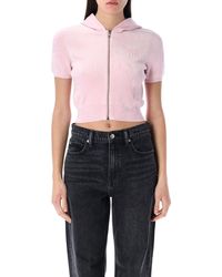 T By Alexander Wang - Cropped Zip-Up Hoodie - Lyst
