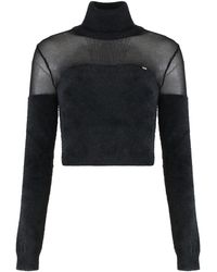 Elisabetta Franchi - Cropped Turtleneck Sweater With Logo Details Polyamide - Lyst