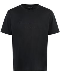 Giorgio Armani - Logo Embroidery Cotton T-shirt - Lyst