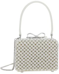 Self-Portrait - Handbag With Faux-Pearl Embellishments On The Front And Bow Detail - Lyst