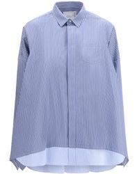 Sacai - Striped Poplin Shirt Cotton; Polyester - Lyst