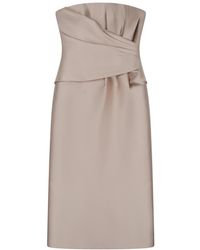 Alberta Ferretti - Midi Dress With Drape Polyester - Lyst