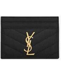 Saint Laurent - Saint Laurent Quilted Leather Card Case - Lyst