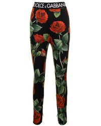 Save 25% Slacks and Chinos Skinny trousers Dolce & Gabbana Synthetic Cropped Floral Jacquard Skinny Pants in Black Womens Clothing Trousers 