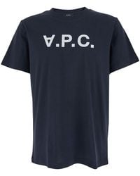 A.P.C. - Crewneck T-Shirt With Logo On The Front - Lyst