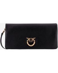 Pinko - Love Bag Click Soft Leather Clutch Bag - Lyst