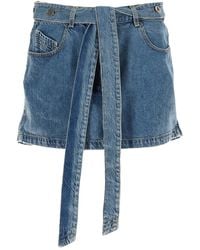 The Attico - Denim Skirt With Belt Cotton - Lyst