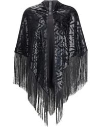 Giorgio Armani - Velvet Shawl With Fringes - Lyst