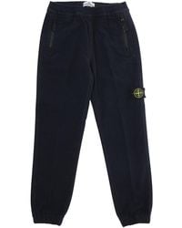 Stone Island - Pants With Elastic Waist And Logo Patch Cotton Trousers - Lyst