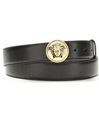 Versace - Medusa Buckle Leather Belt Calf Bos Taurus E Braces - Lyst