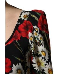 Dolce & Gabbana - Floral Silk Long Sleeves Gown Dress Elastane - Lyst