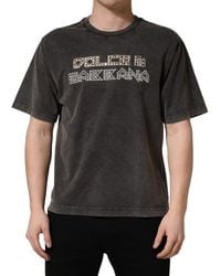 Dolce & Gabbana - Gray Logo Embellished Men Crew Neck T - Lyst