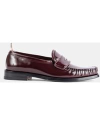 Thom Browne - Penny Varsity Burgundy Patent Leather Loafers - Lyst