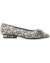 Ferragamo - Viva Gancini Canvas Flat - Lyst