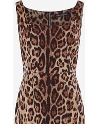 Dolce & Gabbana - Dress Stretch Silk With Animal Print - Lyst