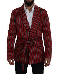 Dolce & Gabbana - Elegant Striped Long Robe Luxury Wear - Lyst