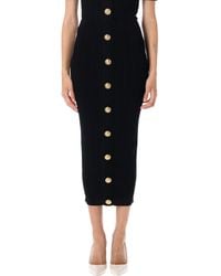 Balmain - Ribbed And Cable-Knit Midi Skirt - Lyst